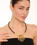 Kiraz Leather Gold Plated Fatmas Hand Necklace