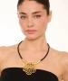 Kiraz Leather Gold Plated Fatmas Hand Necklace