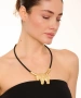 Kiraz Leather Gold Plated Horse Necklace