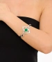 Kiraz Leather Green Stoned Silver Plated Bracelet