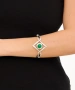Kiraz Leather Green Stoned Silver Plated Bracelet