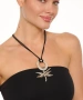 Kiraz Leather Silver Plated Dragonfly Necklace