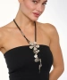 Kiraz Leather Silver Plated Flower Necklace