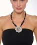 Kiraz Leather Silver Plated Flower Necklace