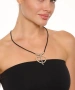 Kiraz Leather Silver Plated Heart Necklace