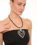 Kiraz Leather Silver Plated Heart Necklace
