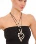 Kiraz Leather Silver Plated Heart Necklace
