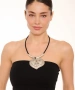 Kiraz Leather Silver Plated Heart Necklace