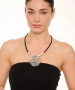 Kiraz Leather Silver Plated Rose Necklace