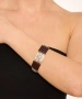 Kiraz Leather Smoked Crystal Stoned Silver Plated Bracelet