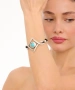 Kiraz Leather Turquoise Stoned Silver Plated Bracelet