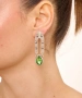 Kiraz Light Green Crystal Stoned Gold Plated Earring