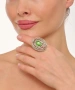Kiraz Light Green Crystal Stoned Gold Plated Ring