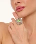 Kiraz Light Green Crystal Stoned Gold Plated Ring