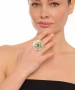 Kiraz Light Green Crystal Stoned Gold Plated Ring