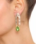 Kiraz Light Green Crystal Stoned Silver And Gold Plated Earring