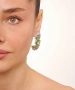 Kiraz Light Green Crystal Stoned Silver Plated Earring