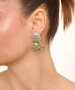 Kiraz Light Green Crystal Stoned Silver Plated Earring