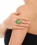 Kiraz Light Green Crystal Stoned Silver Plated Ring