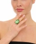 Kiraz Light Green Crystal Stoned Silver Plated Ring