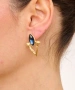 Kiraz Navy Blue Crystal Stoned Gold Plated Earring
