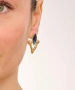 Kiraz Navy Blue Crystal Stoned Gold Plated Earring