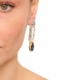 Kiraz Navy Blue Crystal Stoned Silver And Gold Plated Earring