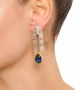 Kiraz Navy Blue Crystal Stoned Silver And Gold Plated Earring