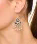 Kiraz Navy Blue Crystal Stoned Silver Plated Earring