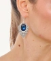 Kiraz Navy Blue Crystal Stoned Silver Plated Earring