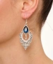 Kiraz Navy Blue Crystal Stoned Silver Plated Earring