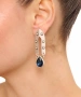 Kiraz Navy Blue Crystal Stoned Silver Plated Earring