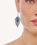 Kiraz Navy Blue Crystal Stoned Silver Plated Earring