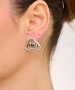 Kiraz Navy Blue Crystal Stoned Silver Plated Earring