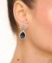 Kiraz Navy Blue Crystal Stoned Silver Plated Earring
