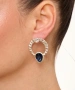 Kiraz Navy Blue Crystal Stoned Silver Plated Earring