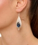 Kiraz Navy Blue Crystal Stoned Silver Plated Earring