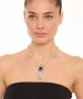 Kiraz Navy Blue Crystal Stoned Silver Plated Necklace