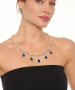 Kiraz Navy Blue Crystal Stoned Silver Plated Necklace
