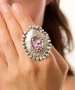 Kiraz Pink Crystal Stoned Silver Plated Ring