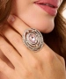 Kiraz Pink Crystal Stoned Silver Plated Ring