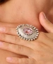 Kiraz Pink Crystal Stoned Silver Plated Ring