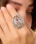 Kiraz Pink Crystal Stoned Silver Plated Ring