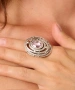 Kiraz Pink Crystal Stoned Silver Plated Ring