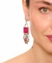 Kiraz Pink Enameled Silver Plated Earring