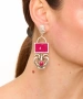 Kiraz Pink Enameled Silver Plated Earring