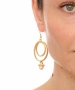 Kiraz Pink Pearl Stoned Gold Plated Earring