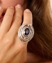 Kiraz Purple Crystal Stoned Silver Plated Ring