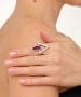 Kiraz Purple Crystal Stoned Silver Plated Ring