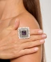 Kiraz Purple Crystal Stoned Silver Plated Ring